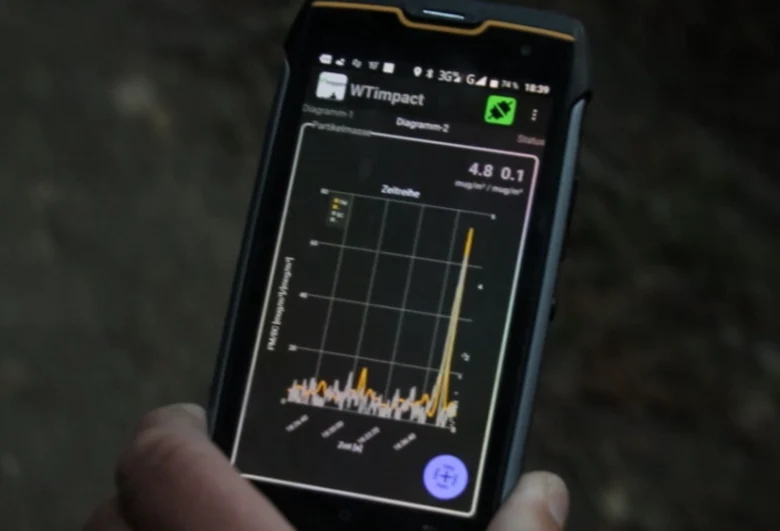 Anzeige der mobilen Rußmessungen auf dem Handy